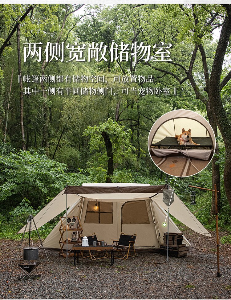 Cheap Goat Tents  Outdoor Camping Open 210D Windproof And Rainproof 3 4 People Portable Three door Double curtain Automatic Tent   